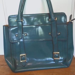 Blue faux leather bag
